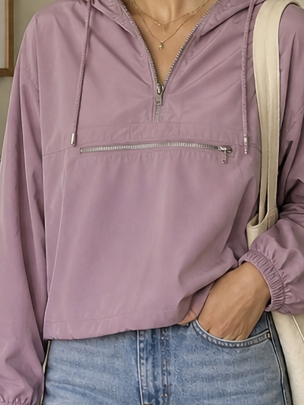 Thread And Supply Mauve Half-Zip Pullover Hoodie